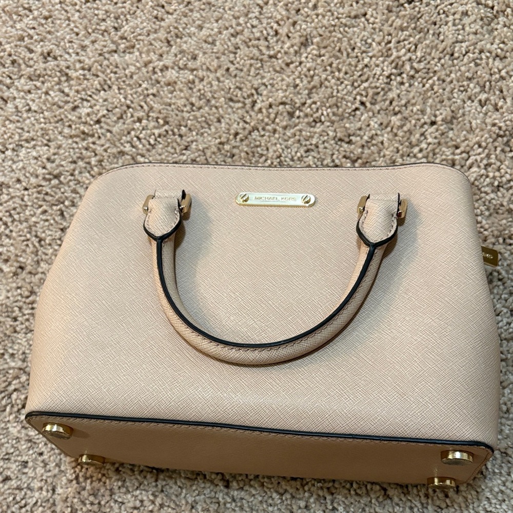 Michael Kors Cream Satchel with Gold Hardware